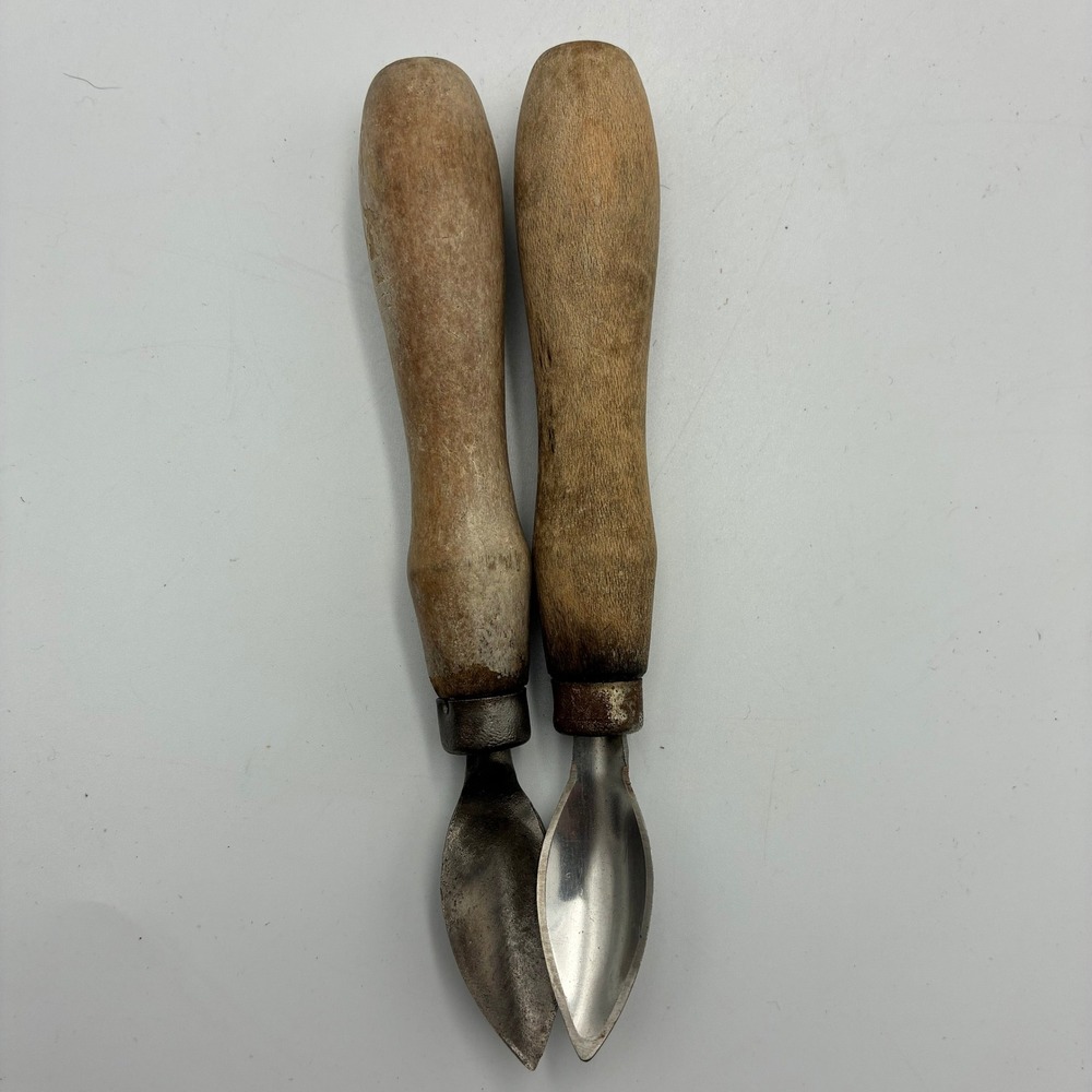 Vintage Wooden Handled Fruit Pitters Corers Set of 2 Primitive Kitchen Tools